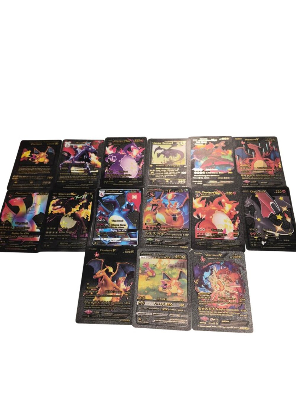 Charizard Card Lot Custom Fan Art GX V VMAX Bundle Blac Foil Style Collector Set